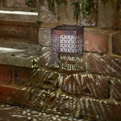 Image of Garden Mile Maroc Wall Light Solar Powered Silhouette Lights Outdoor Path Decking Patio Border Lawn Lighting Security Pathway Waterproof Décor