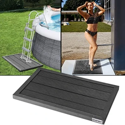 Image of CASARIA® WPC Floor Mat Element for Garden Solar Shower 101x63x5.5cm Weather Resistant Anti Slip Surface Stabilising Foot Pads Pool Ladder Base Plate 300kg Capacity Anthracite