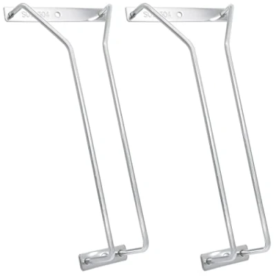 Image of 9.6 Inch Wine Glass Rack, Under Cabinet Holder Stainless Steel Stemware Rack Hanging for Kitchen Bar (1 Rows, 2 Pack)