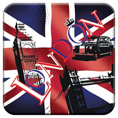 Image of 3D LiveLife Cork Coaster Union Jack from Deluxebase. Lenticular London Coaster. Non slip drinks mat with original artwork licensed Deluxebase