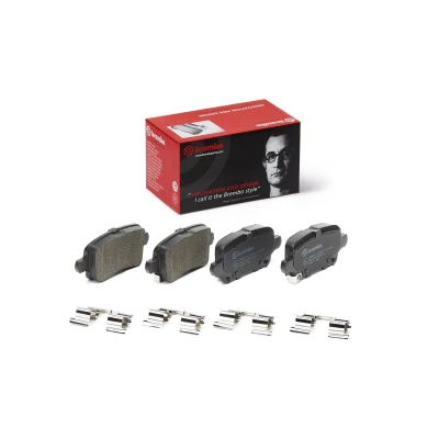 Image of 13527902, 13595651, 85127904, 93723939 Brake pad set BREMBO P 59 095 with acoustic wear warning anti squeak plate accessories