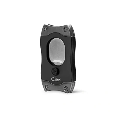 Image of Colibri EZ Cut Cigar Cutter Straight Black Spring Loaded ReleaseUp to 66 Ring Gauge Cigars Ergonomic Design Includes Gift Box