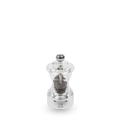 Image of PEUGEOT Bistro 10 cm Pepper Mill Classic Grind System Acrylic Lifetime Guaranteed Mechanism Made in France Transparent Colour