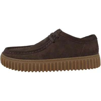 Image of Clarks Mens Torhill Lo Suede Dark Brown Shoes 9.5 UK