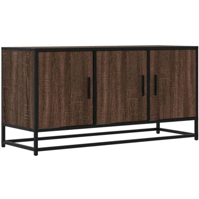 Image of vidaXL TV Cabinet Brown Oak 100x35x50 cm Engineered Wood and Metal