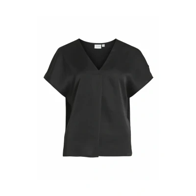 Image of VILA Viellette Vneck NOOS Basic Tshirt, Women&#039;s, Size: 14, Black