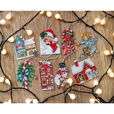 Image of Letistitch Cross Stitch Kit Christmas Toy No. 2 Set of 8 Counted Pattern x 10 cm