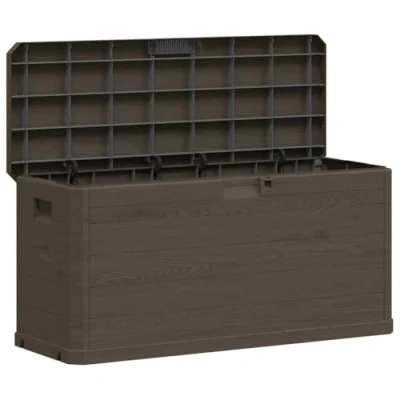 Image of vidaXL Durable and Weather Resistant Garden Storage Box with 280L Capacity in Stylish Brown Wood Texture Design Ideal for Indoor Outdoor Use