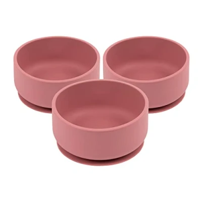 Image of Tiny Dining Baby Silicone Suction Bowls Dusty Rose Pack of 3