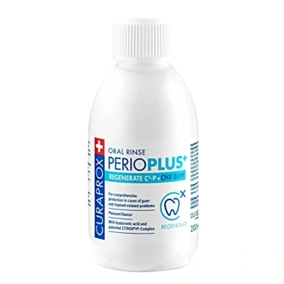 Image of Curaprox PerioPlus+ Regenerate Mouthwash, 200ml Antiseptic mouthwash for Gum Disease &amp; Enamel Repair.