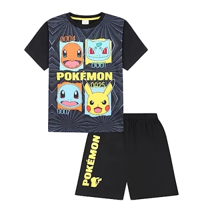 Image of Boys Pokemon Black Short Pyjama Set (12 13 Years)