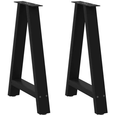 Image of vidaXL Dining Table Legs A Shaped 2 pcs Black 50x(72 73) cm Steel