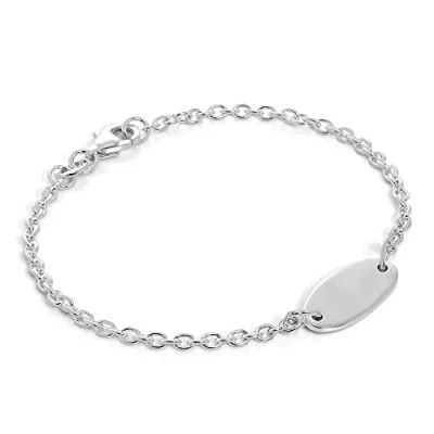 Image of Child&#039;s Sterling Silver ID Plate 6 Inch Bracelet