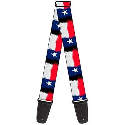 Image of Buckle Down Guitar Strap Texas Flag Painting 2 Inches Wide