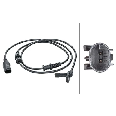 Image of 4479053402, 4479057002, 4479059401, A4479053402, A4479057002 ABS sensor HELLA 6PU 012 679 951 Front Axle Active 2 pin connector 1065mm