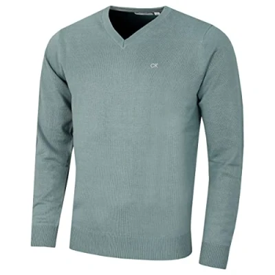 Image of Calvin Klein Mens V Neck Soft Sweater Sage M