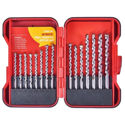 Image of Amtech 15 Piece Tungsten Masonry Drill Bit Set