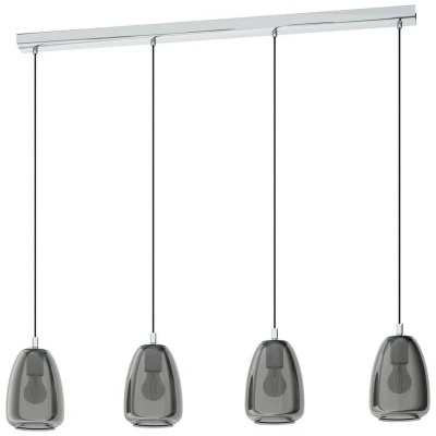 Image of Eglo Lighting Alobrase 4 Lamp Straight Bar Pendant Ceiling Light Chrome
