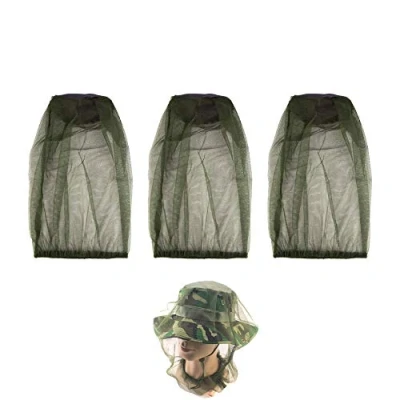 Image of 3 Pcs Head Net Face Mesh with Extra Fine Holes, Mosquito Hat Mask Cover, Midge Net, Cover for Camping Hiking Fishing Protecting from Insect Bug Bee