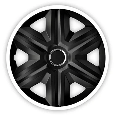 Image of NRM Fast Lux 4 x Universal Hub Caps Wheel Trims Car Set of (Black/White, 15 Inches)