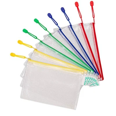 Image of Tarifold Fr 509029 Pack of 8 Plastic A5 Zipped Document Folders for Offices, Travel, School, Home, Assorted Colours