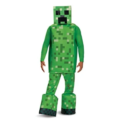 Image of Disguise 67739 Creeper Prestige Costume Minecraft, Green, One Size Adult
