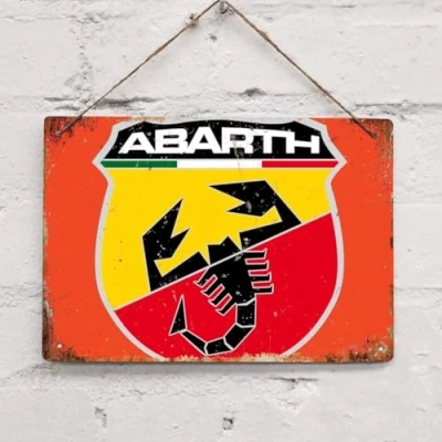 Image of Vintage Abarth Car Tin Sign Metal Decor Wall 8X12 inches