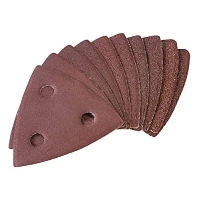 Image of Amtech V4200 Mixed Grit Hook and Loop Delta Sanding Sheets, Perforated 10 Piece Set, 80mm x Aluminium Oxide Paper