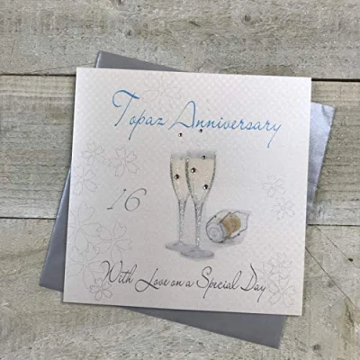 Image of WHITE COTTON CARDS Topaz Love On Your Special Day Handmade 16th Anniversary Card, WA16