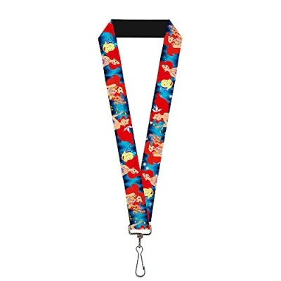 Image of Buckle Down Unisex Adult&#039;s Lanyard 1.0 Tinker Bell Poses/Flowers/Stars/Skull Purple Key Chain, Multicolor, One Size