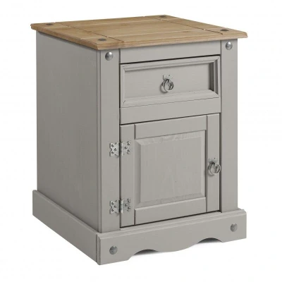Image of Mercers Furniture Corona Grey Wax Large Bedside Table Pot Cupboard