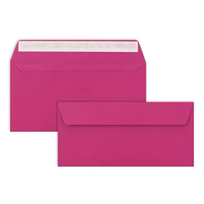 Image of &quot;FarbenFroh by GUSTAV NEUSER&quot; 75 envelopes DIN long Amarena red ribbed 110 g/m² 11 x 22 cm very dimensionally stable self adhesive Quality brand: FarbenFroh NEUSER