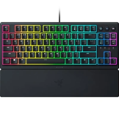 Image of Razer Ornata V3 Tenkeyless Compact Low Profile Gaming Keyboard (Mecha Membrane Switches, UV coated Keycaps, Backlit Dedicated Media Keys, Magnetic Soft Touch Wrist Rest) US Layout Black