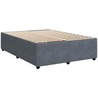 Image of vidaXL Double Bed Frame 140x190 cm Dark Grey Velvet Platform with Slats and Sturdy Feet for Bedroom Wooden Engineered Pine Wood Base Assembly Required