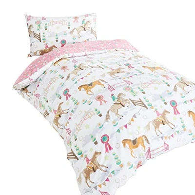 Image of Horses Animals Girls Single Quilt Duvet Cover &amp; Pillowcase Bedding Bed Set New