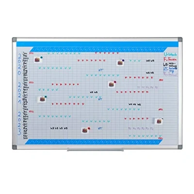 Image of Relaxdays Magnetic Whiteboard, 3 Year Planner, for Walls, Wipeable, Planning Board with Pen Tray, Memo 60 x 90 cm, White