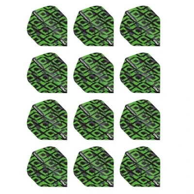 Image of RED DRAGON Hardcore Radical Black &amp; Green Dart Flights 4 Sets Per Pack (12 in total)