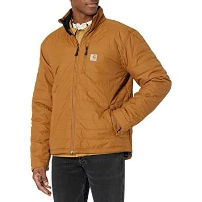 Image of Carhartt Men&#039;s Rain Defender Relaxed Fit Lightweight Insulated Jacket, Brown, L