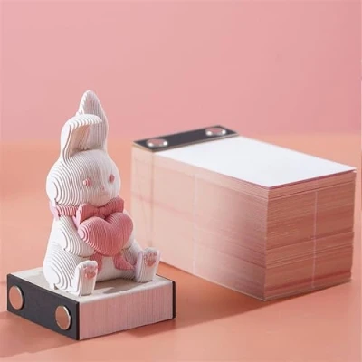 Image of 3D Rabbit Calendar 2024,Tear off Sticky Notes Memo Pad, Time Piece Tear Away Sculpture Pad DIY Decoration Gift for Christmas