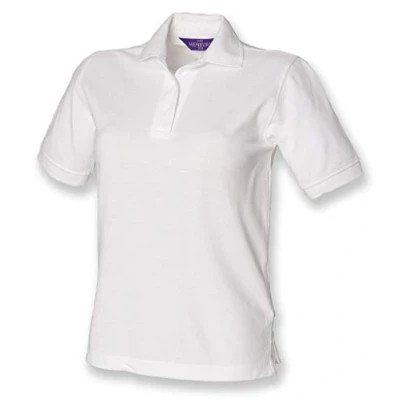 Image of Henbury Ladies Pique Polo Shirt : Color White Size 8