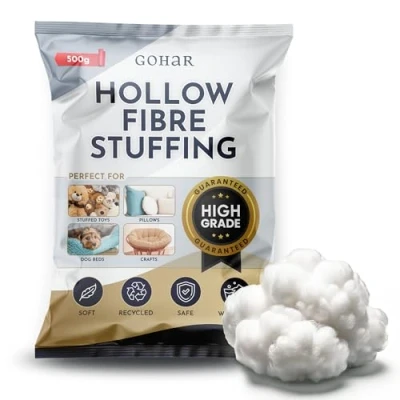 Image of GOHAR High Grade 500 Gram Hollow Fibre Stuffing/Filling/Fill Toys, Pillows, Cushion Covers