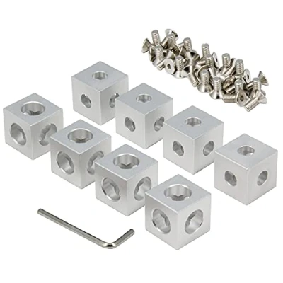 Image of Zeberoxyz 8PCS Silver Corner Bracket Cube with 24PCS M5 Set Screws for 2020Series Slot 6mm Aluminum Extrusion Profile Accessories (8pcs Square Silver)