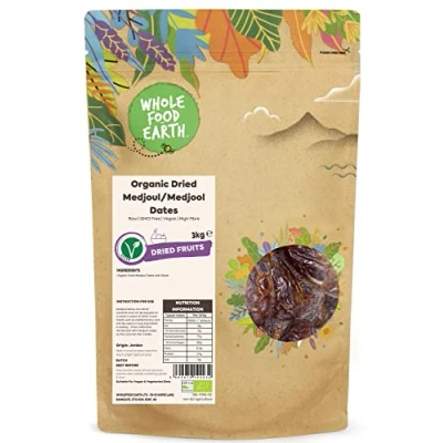 Image of Wholefood Earth Organic Dried Medjoul/Medjool Dates 3 kg Raw GMO Free Vegan High Fibre Certified