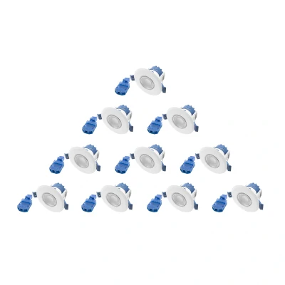 Image of Ovia Fixed Dimmable Multi Wattage CCT IP65 LED Downlight White (Pack of 10)