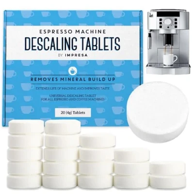 Image of IMPRESA [20 Pack] Espresso Machine Descaler Tablets to Remove Mineral Build Up Descaling intended for Breville, Jura, Miele, and Other Makers Descale Cleaning