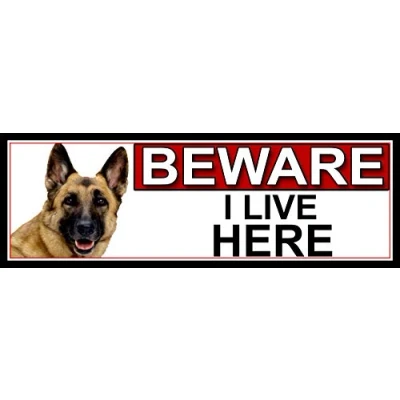 Image of SHAWPRINT German Shepherd BEWARE I LIVE HERE METAL GATE SIGN 266mm x 87m. (458H2)