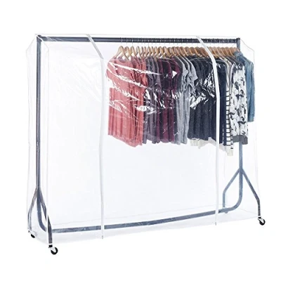 Image of Shopfitting Warehouse Black Heavy Duty Clothes Rail with Clear Cover 6ft wide