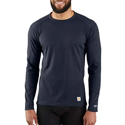 Image of Carhartt Men&#039;s Force Midweight Classic Thermal Base Layer Long Sleeve Shirt Top, Navy, XXXL Tall