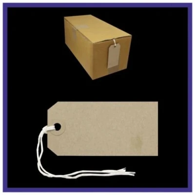 Image of 1000 Brown BUFF Strung Tags 96mm x 48mm Medium Luggage Manilla Tie On Tag Craft