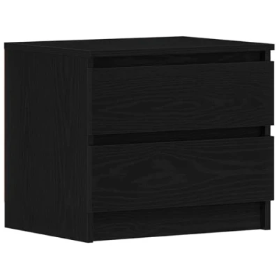 Image of vidaXL bedside table set black matte oak, engineered wood, 4 drawers, 50x40x43.5cm